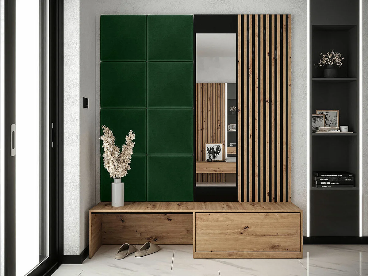 Meuble d'entrée Hartford 322, 205x172x42cm, Disponible, Chêne Artisan|Noir, À poser