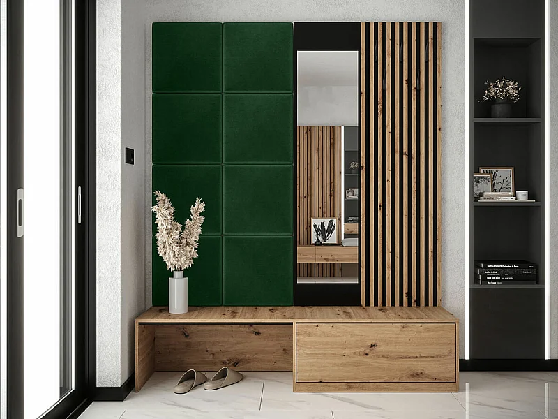 Meuble d'entrée Hartford 322, 205x172x42cm, Disponible, Chêne Artisan|Noir, À poser