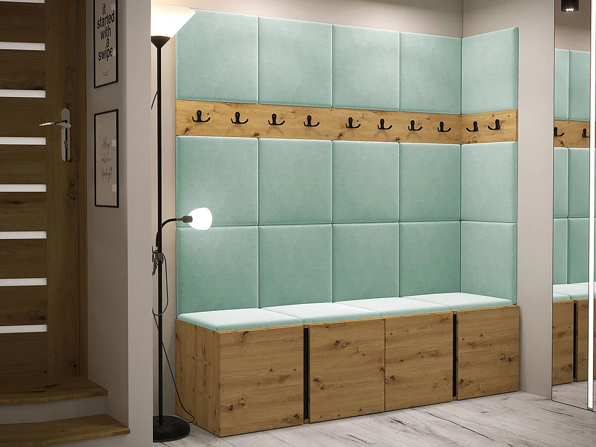 Conjunto pasillo Hartford 265, 186x168x46cm, Roble Artisan, Aglomerado laminado|Tapiz