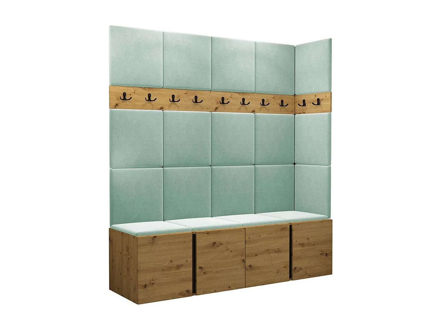 Conjunto pasillo Hartford 265, 186x168x46cm, Roble Artisan, Aglomerado laminado|Tapiz