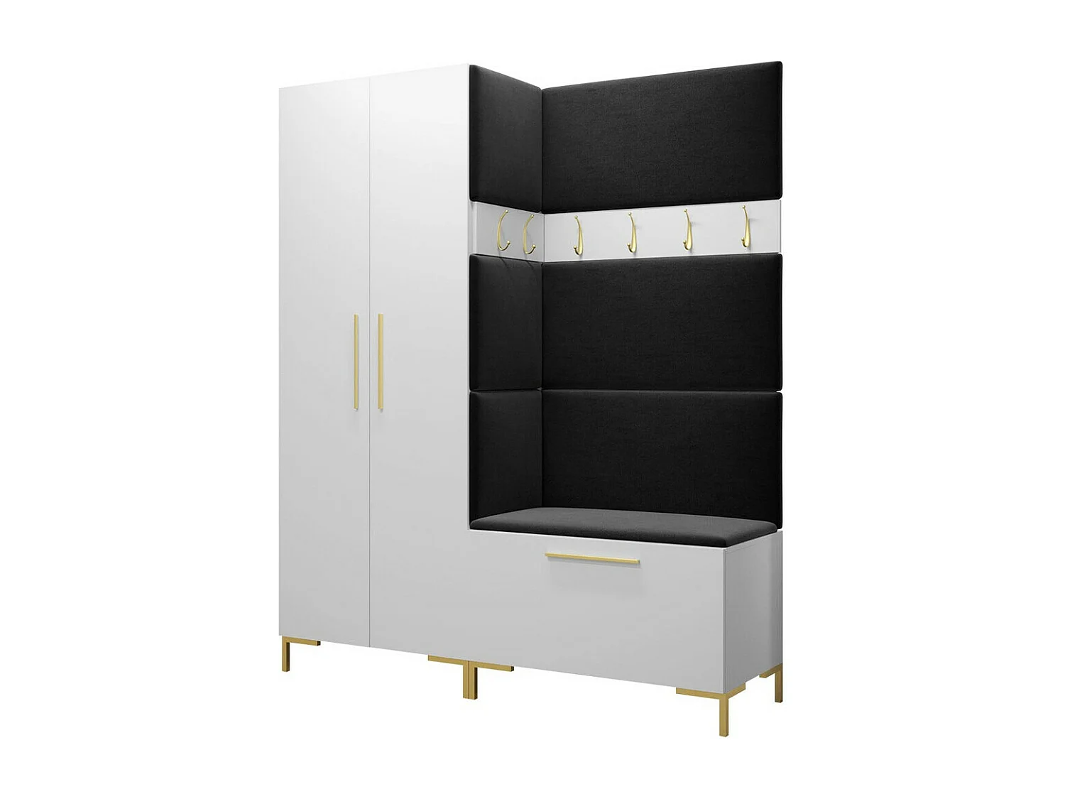 Conjunto pasillo Hartford F100, 196x158x44cm, Blanco, Tapiz|Aglomerado laminado