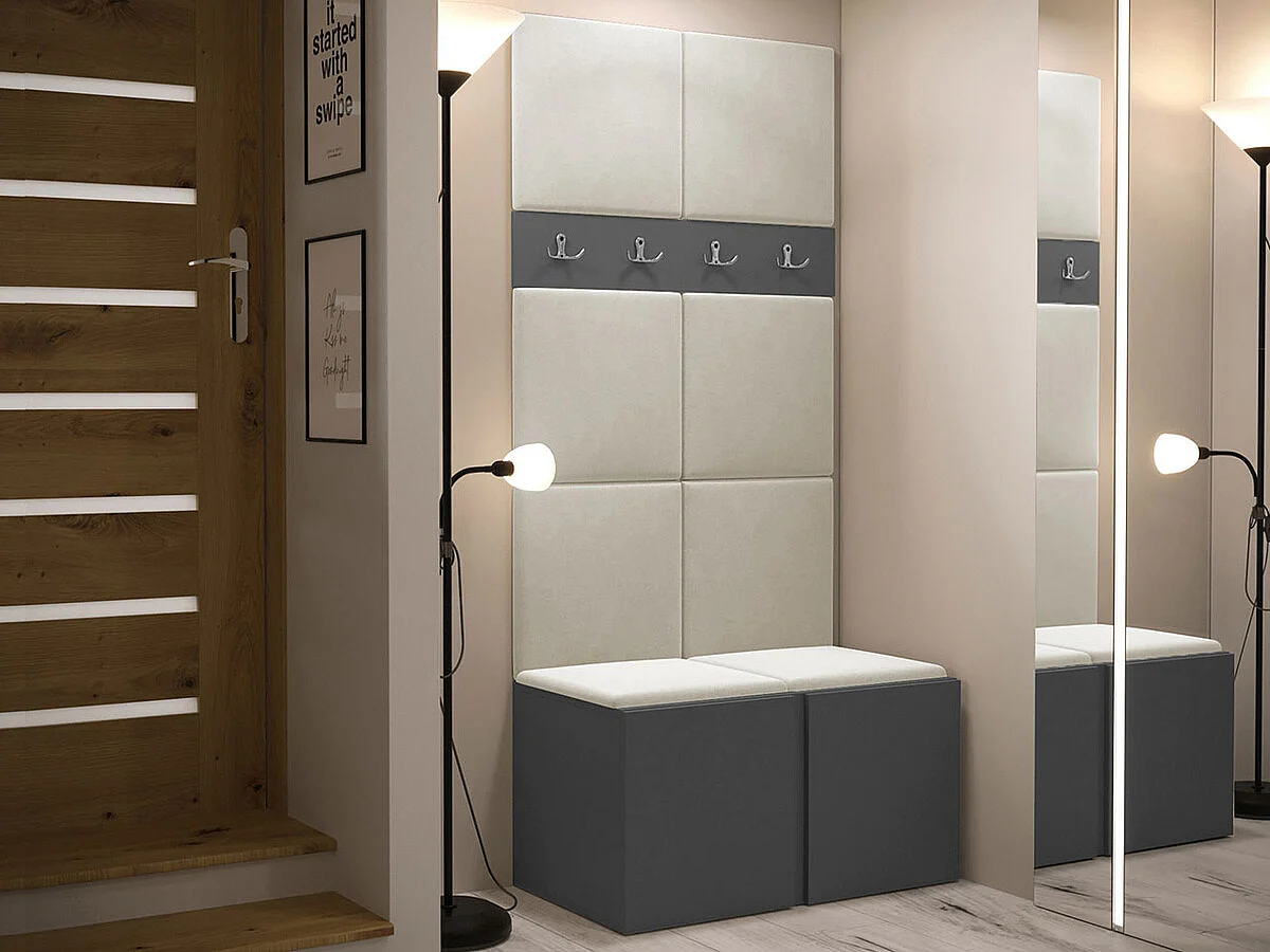 Conjunto pasillo Hartford 267, 186x84x46cm, Grafito, Aglomerado laminado|Tapiz