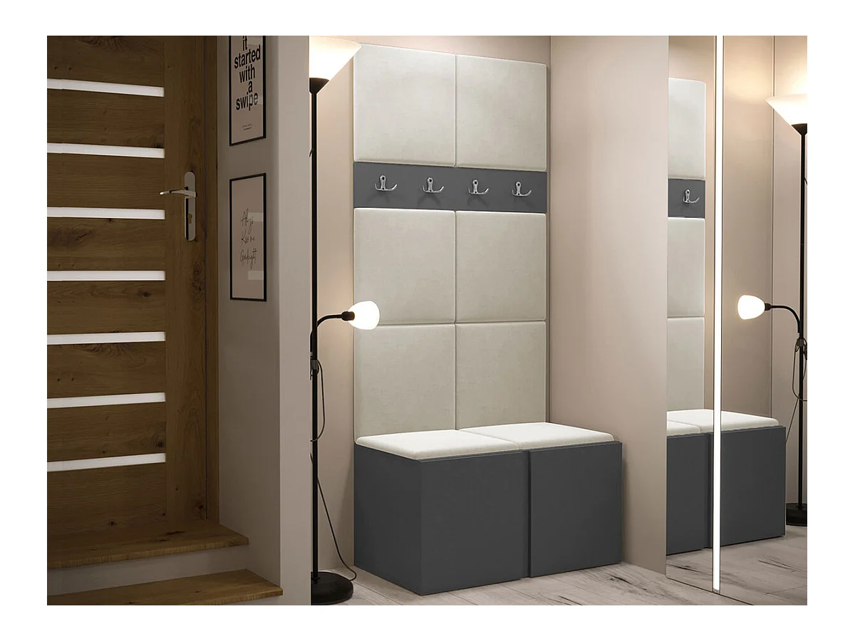 Set mobili da ingresso Hartford 267, 186x84x46cm, Grafite, Truciolare laminato|Arazzo