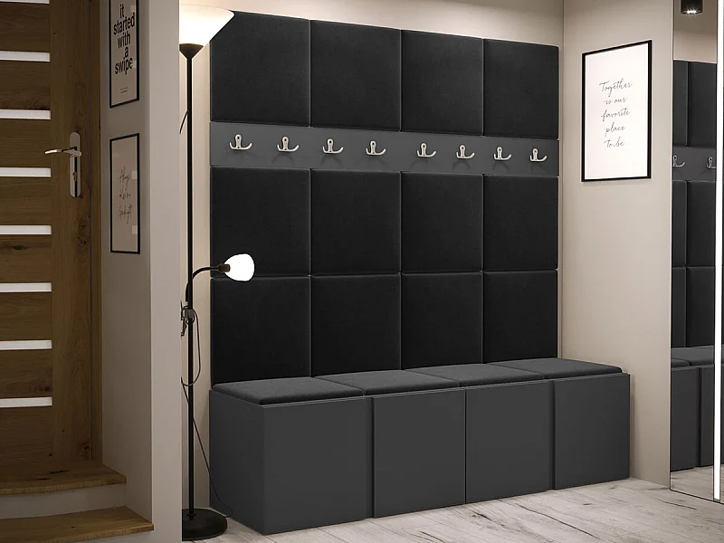 Conjunto pasillo Hartford 268, 186x168x46cm, Grafito, Aglomerado laminado|Tapiz