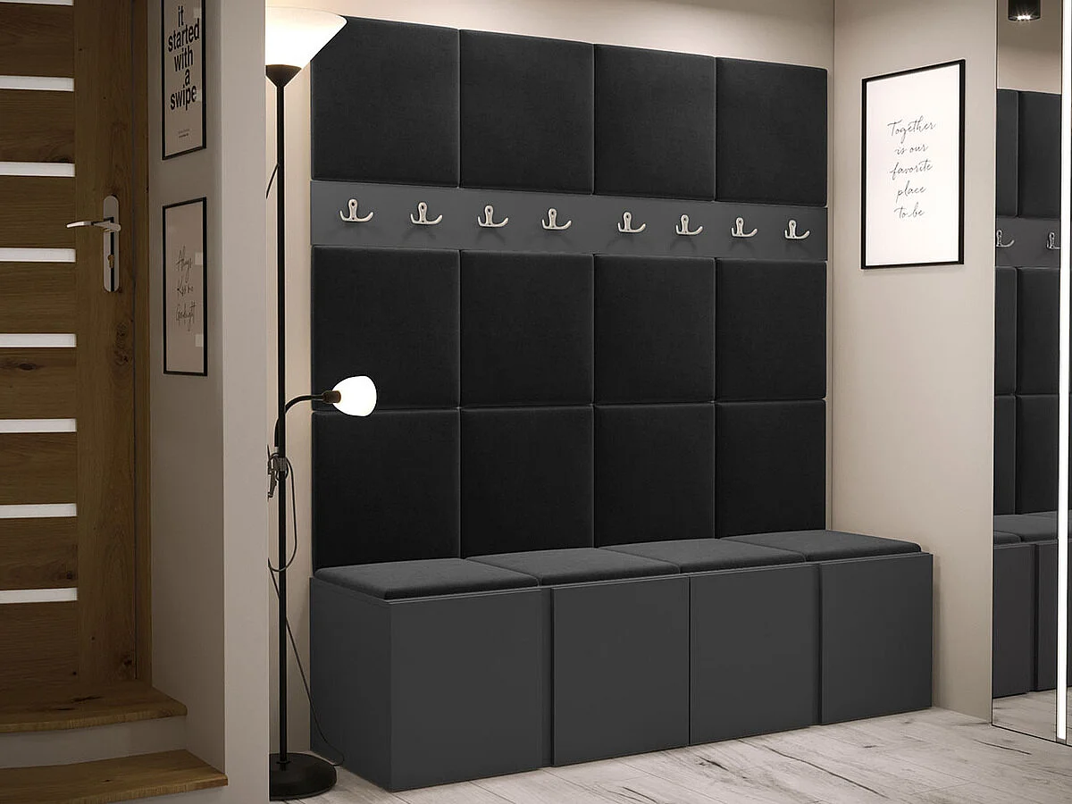 Conjunto pasillo Hartford 268, 186x168x46cm, Grafito, Aglomerado laminado|Tapiz