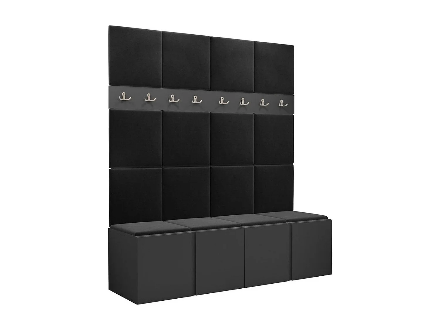 Conjunto pasillo Hartford 268, 186x168x46cm, Grafito, Aglomerado laminado|Tapiz