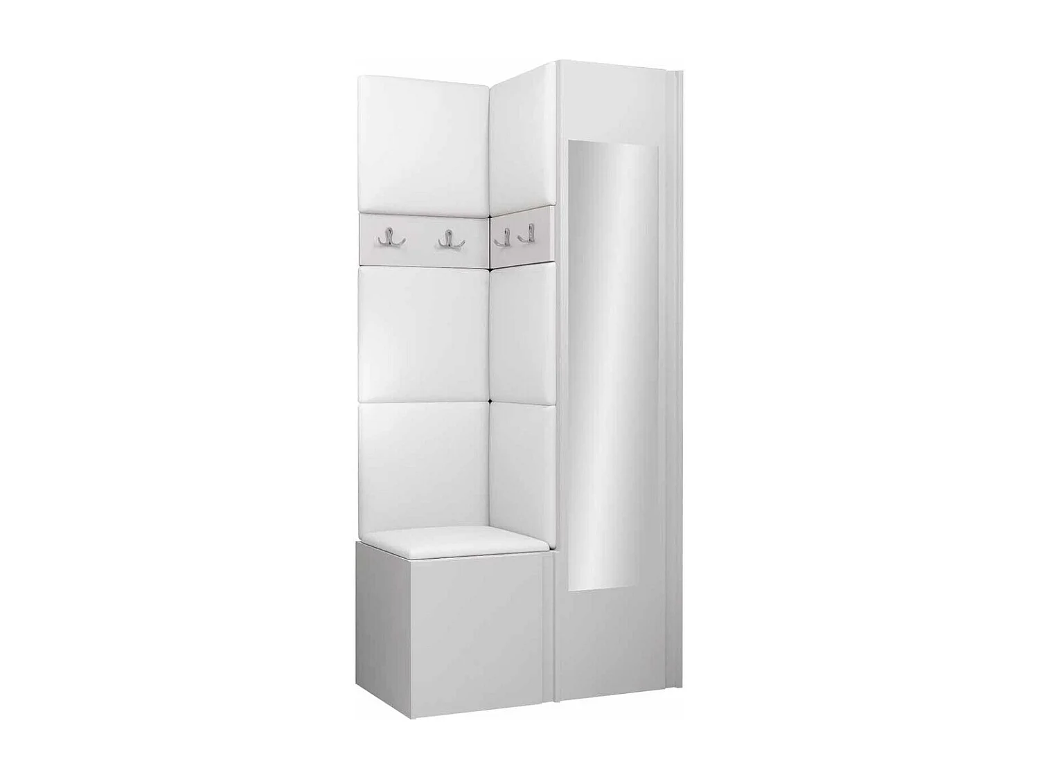 Conjunto pasillo Hartford 354, 186x82x44cm, Espejo, Blanco, Colocada|Montada en la pared