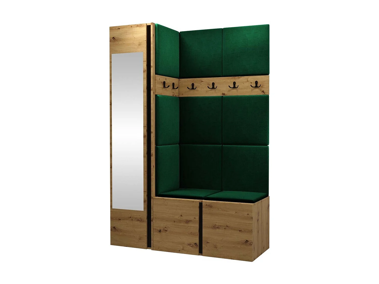 Conjunto pasillo Hartford 277, 186x124x46cm, Espejo, Roble Artisan