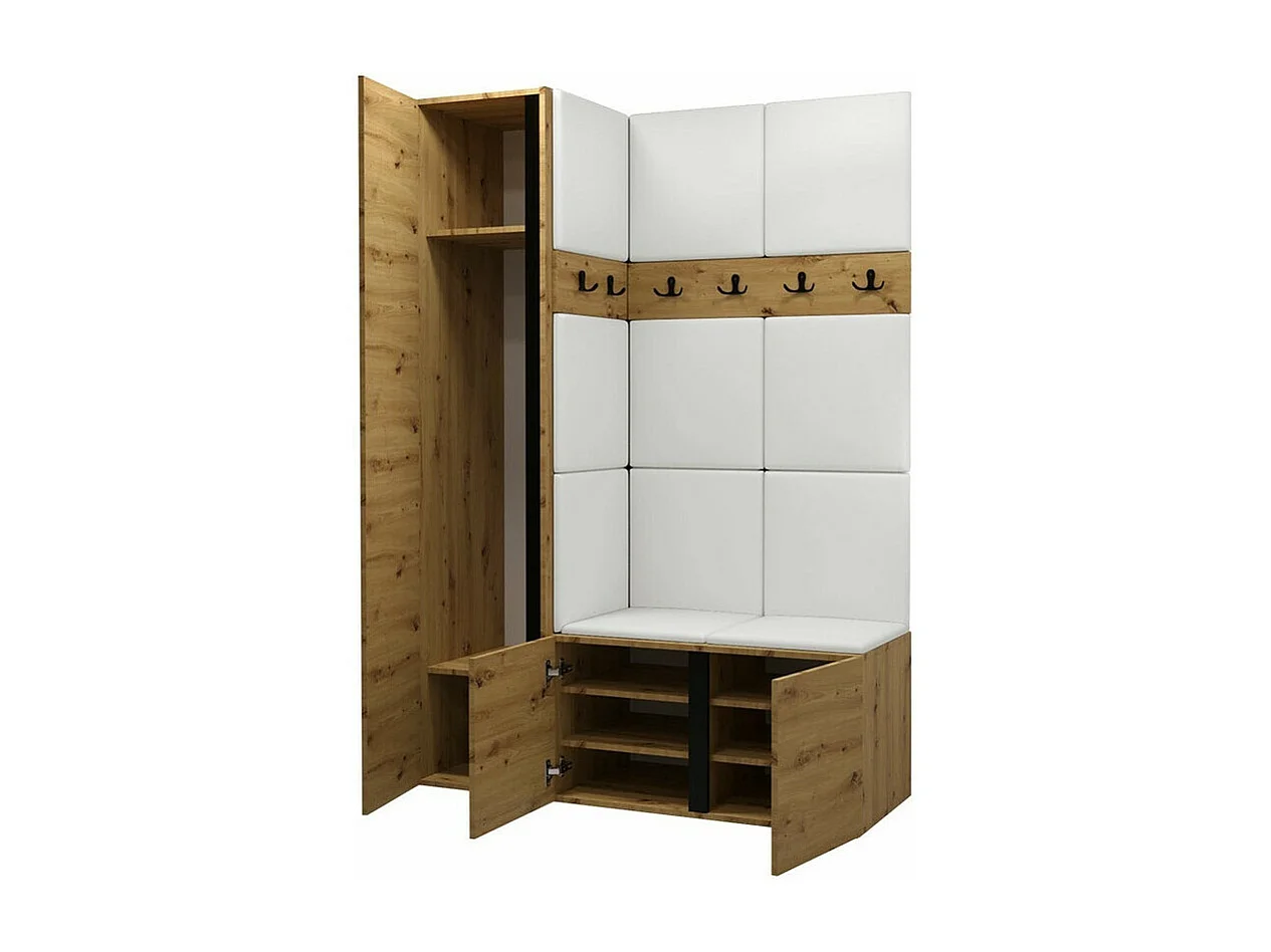 Conjunto pasillo Hartford 277, 186x124x46cm, Espejo, Roble Artisan