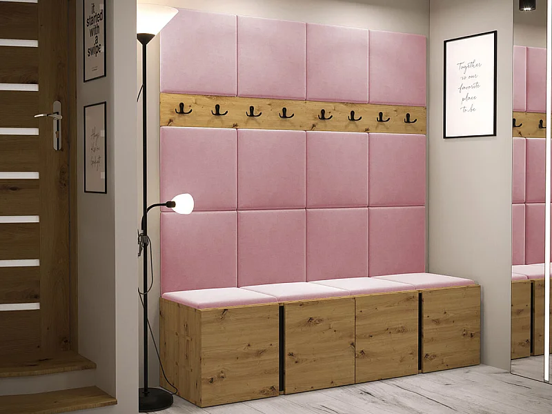 Conjunto pasillo Hartford 268, 186x168x46cm, Roble Artisan, Aglomerado laminado|Tapiz