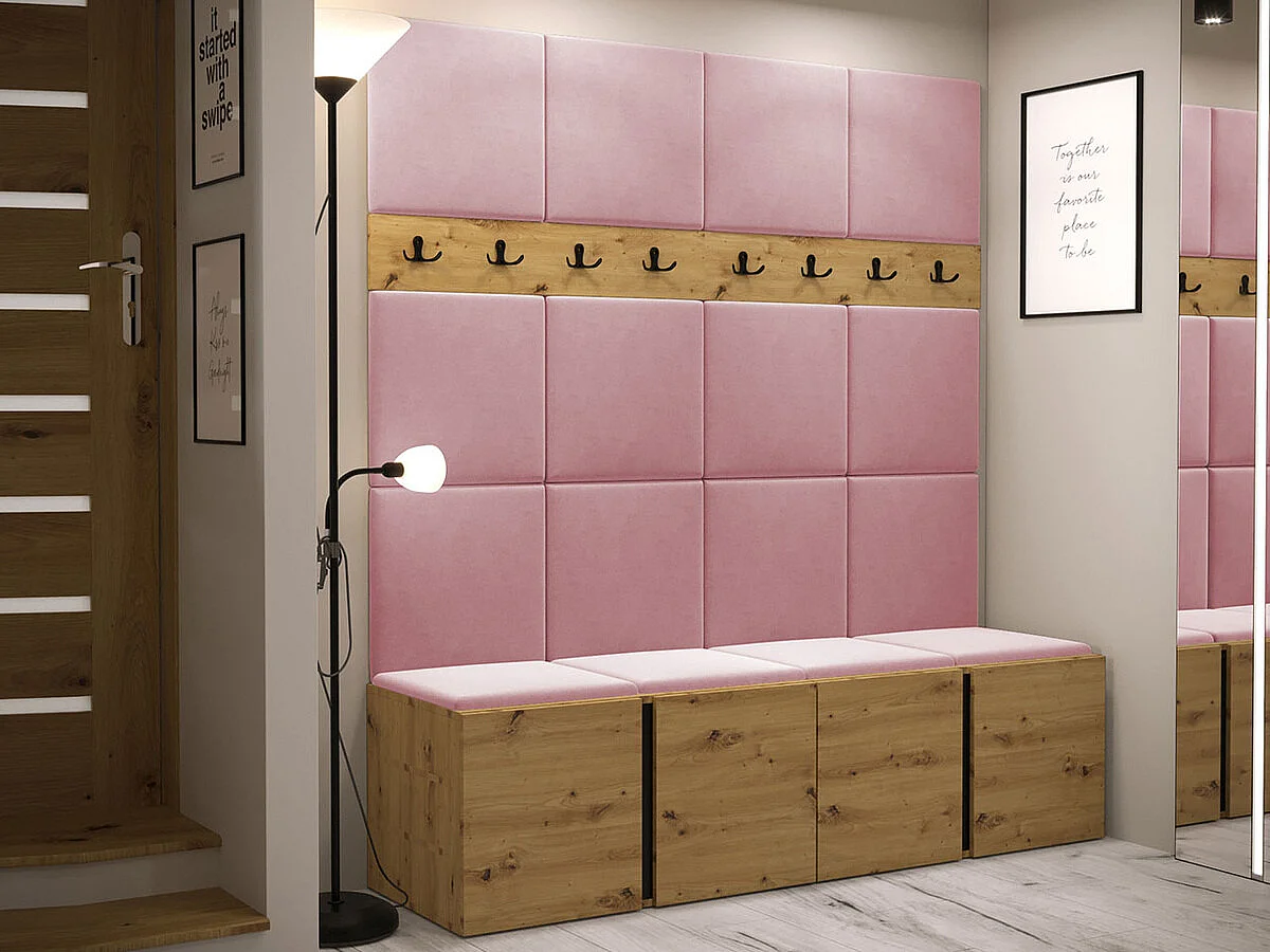 Conjunto pasillo Hartford 268, 186x168x46cm, Roble Artisan, Aglomerado laminado|Tapiz