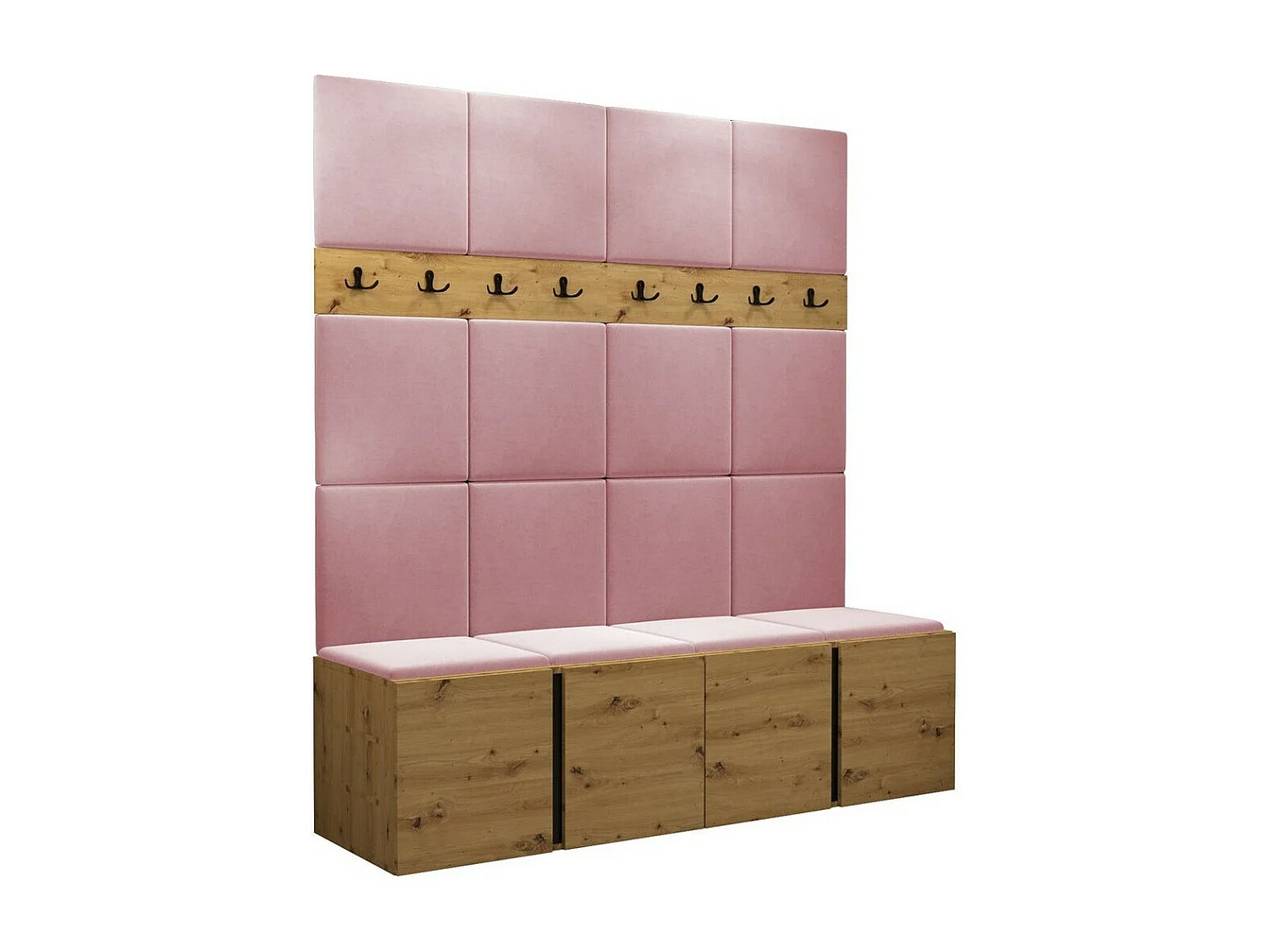 Conjunto pasillo Hartford 268, 186x168x46cm, Roble Artisan, Aglomerado laminado|Tapiz