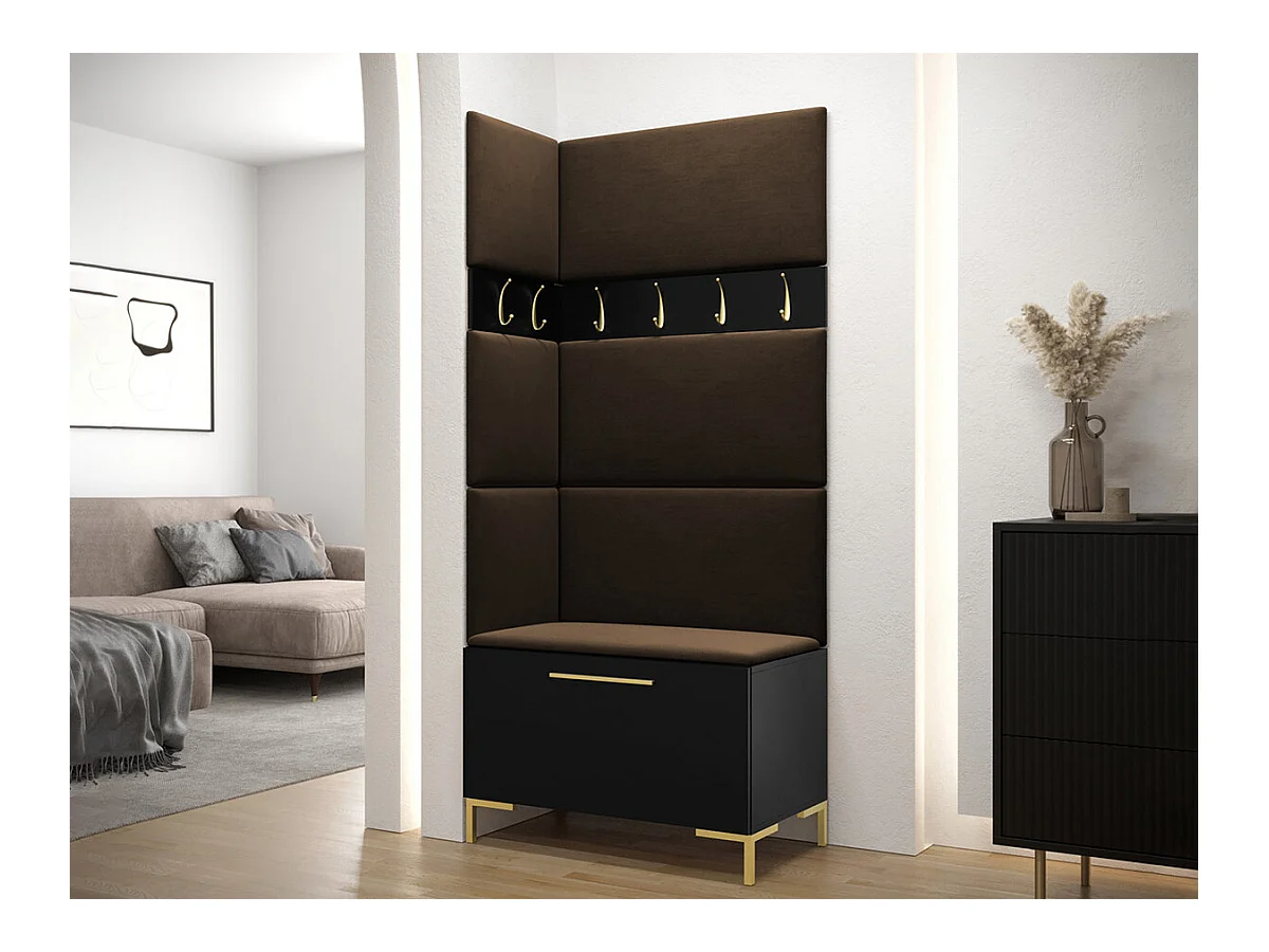 Conjunto pasillo Hartford F103, 196x84x46cm, Marrón oscuro|Negro