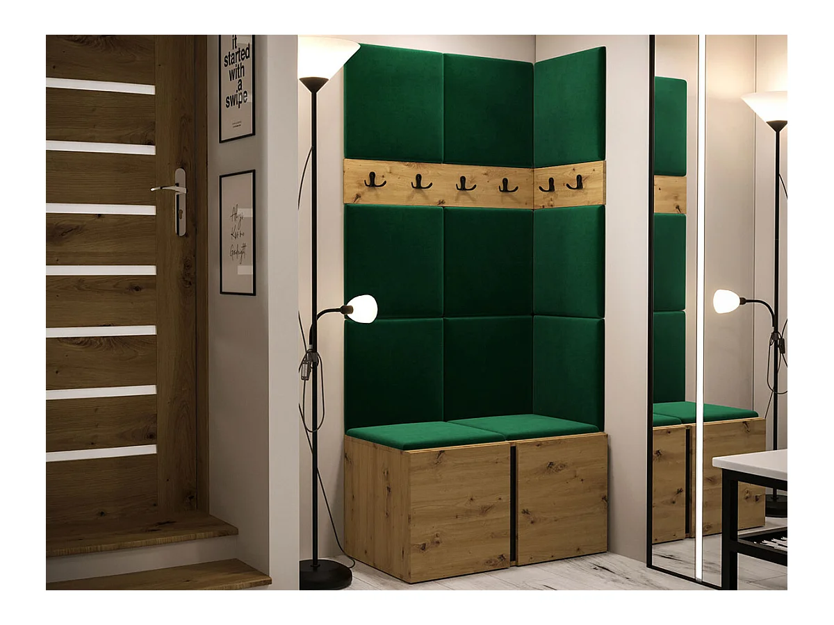 Meuble d'entrée Hartford 264, 186x84x46cm, Chêne Artisan, Stratifié|Tapisserie