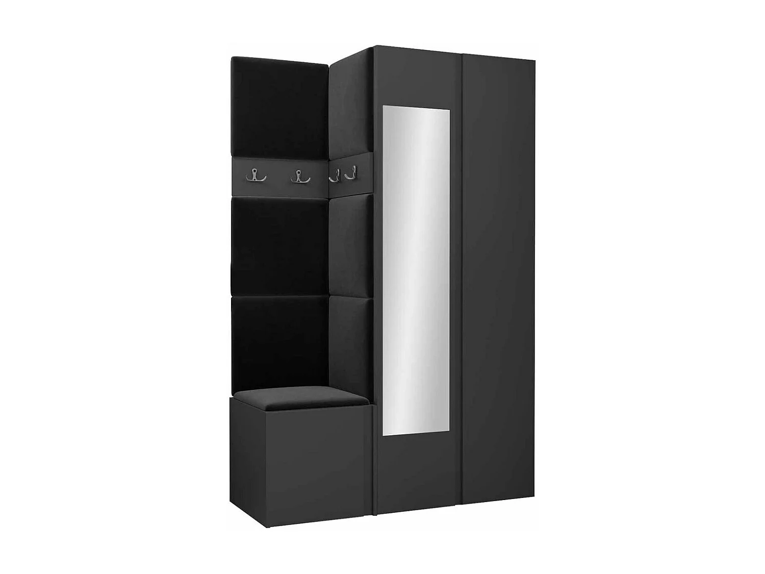 Meuble d'entrée Hartford 350, 186x116x44cm, Disponible, Graphite, Stratifié|Tissu