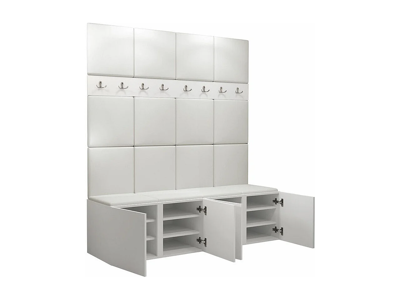 Meuble d'entrée Hartford 268, 186x168x46cm, Graphite|Marron, Tissu|Stratifié