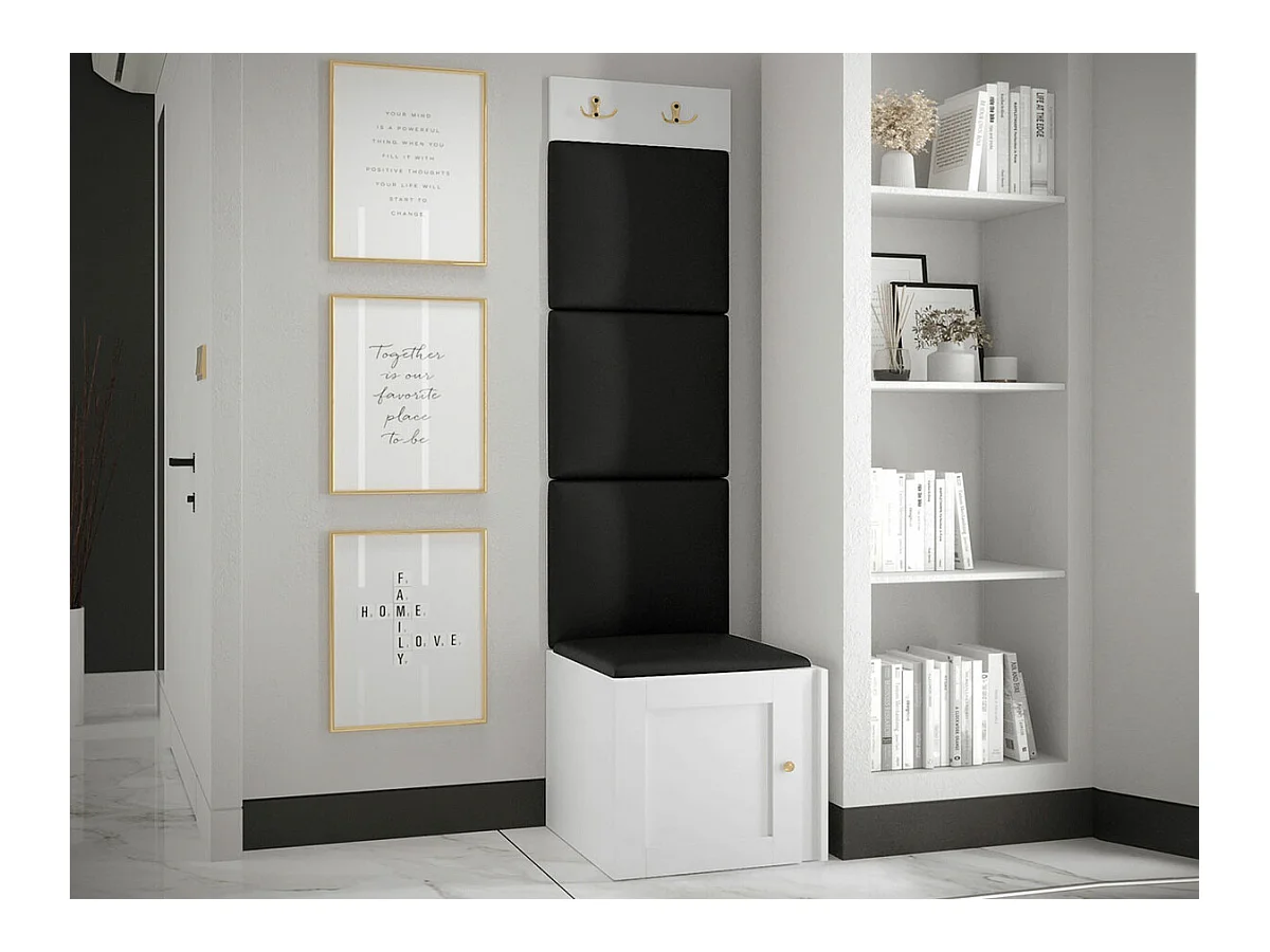 Set mobili da ingresso Hartford 378, 186x42x46cm, Nero|Bianco