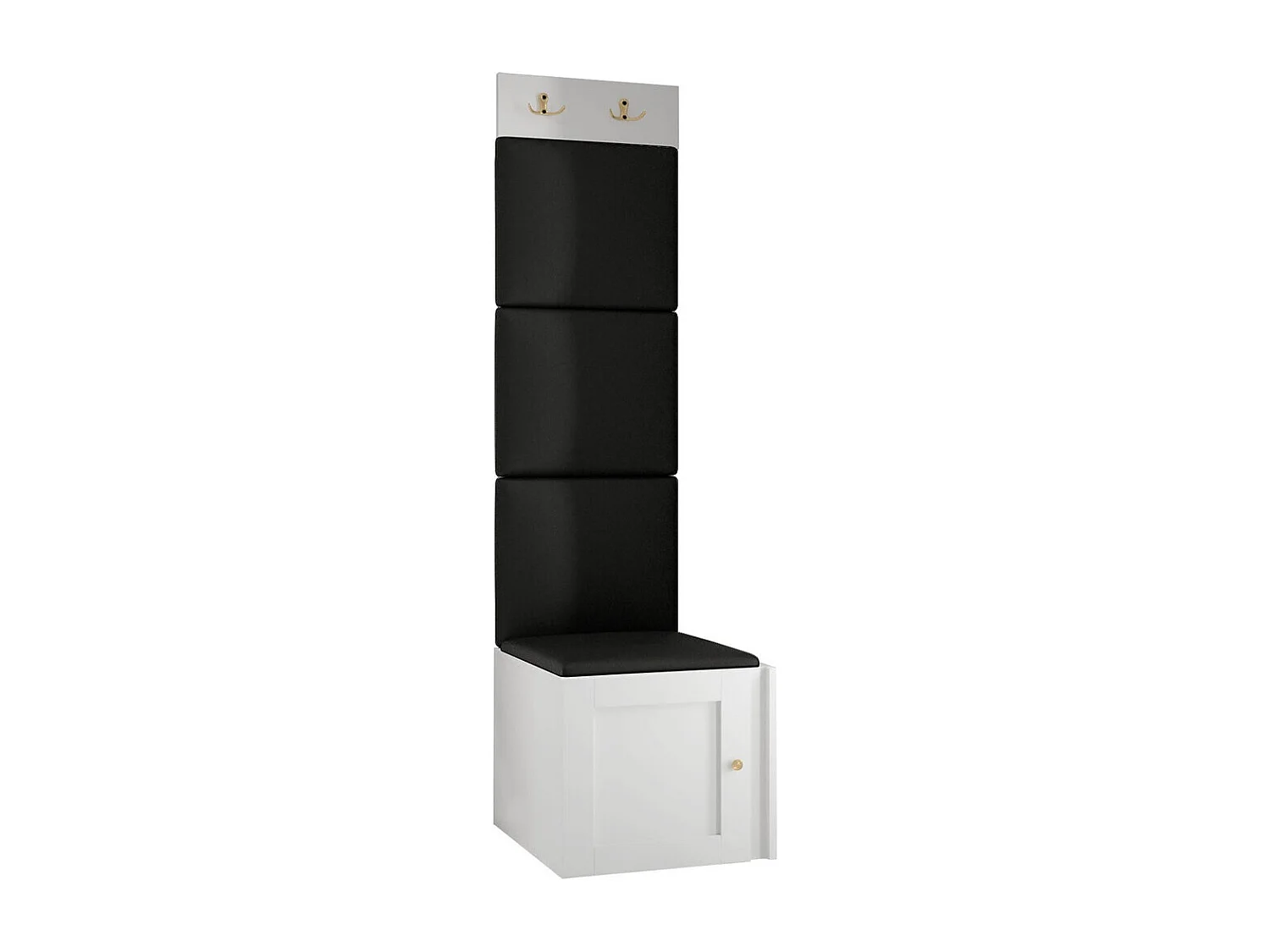 Meuble d'entrée Hartford 378, 186x42x46cm, Blanc|Noir, Stratifié|Faux cuir|MDF