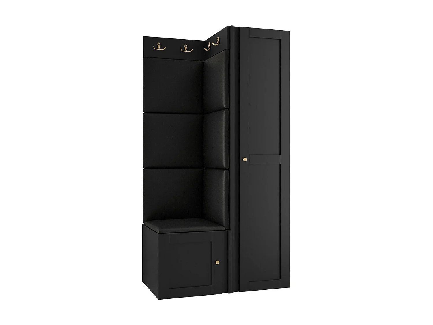 Conjunto pasillo Hartford 381, 186x82x46cm, Negro, Colocada|Montada en la pared