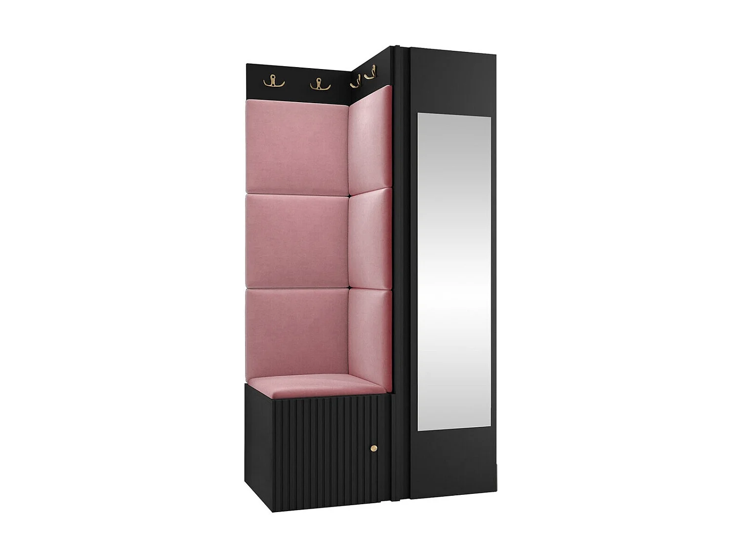 Conjunto pasillo Hartford 391, 186x82x46cm, Espejo, Rosa|Negro