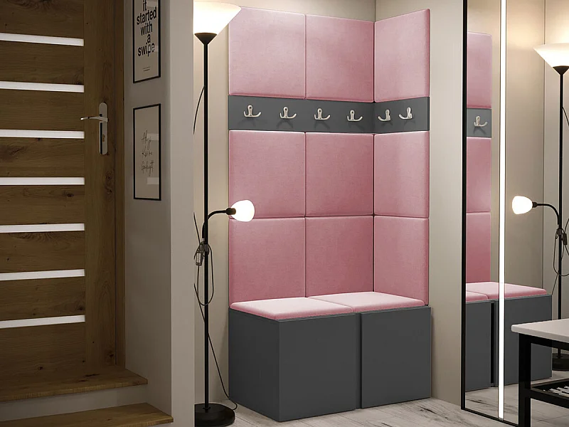 Meuble d'entrée Hartford 264, 186x84x46cm, Graphite, Tapisserie|Stratifié