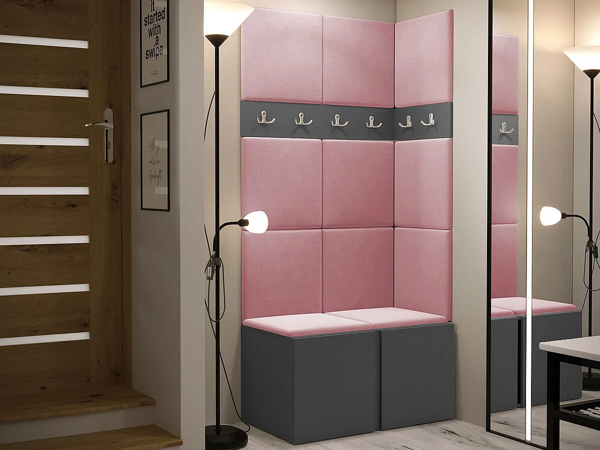 Meuble d'entrée Hartford 264, 186x84x46cm, Graphite, Tapisserie|Stratifié