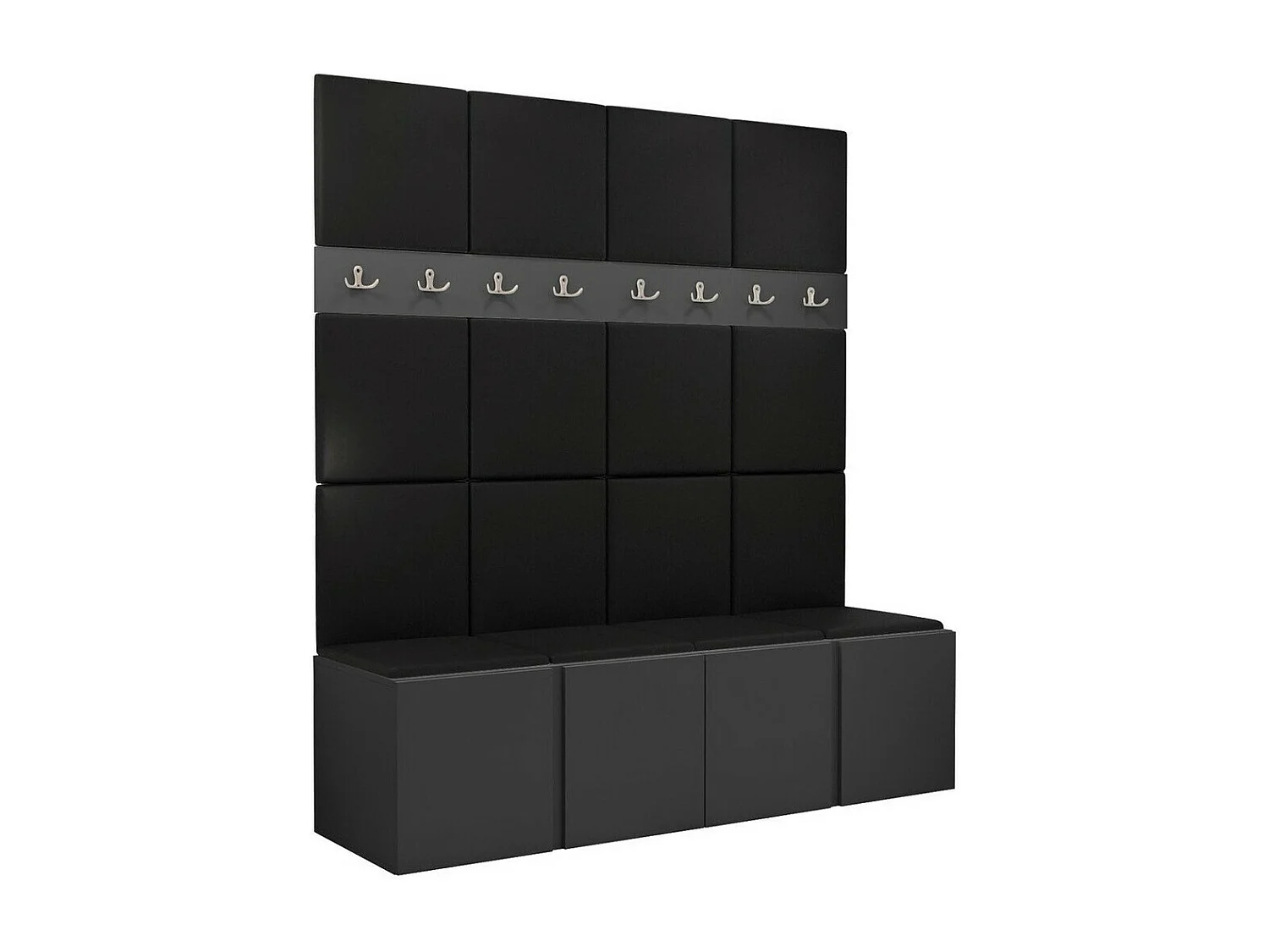 Conjunto pasillo Hartford 268, 186x168x46cm, Grafito, Aglomerado laminado|Cuero ecológico