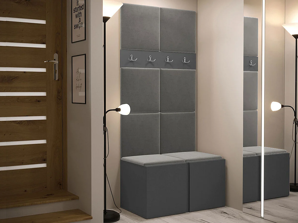 Conjunto pasillo Hartford 267, 186x84x46cm, Grafito, Aglomerado laminado|Tapiz