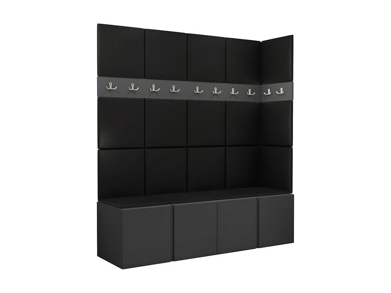 Conjunto pasillo Hartford 265, 186x168x46cm, Grafito, Aglomerado laminado|Cuero ecológico