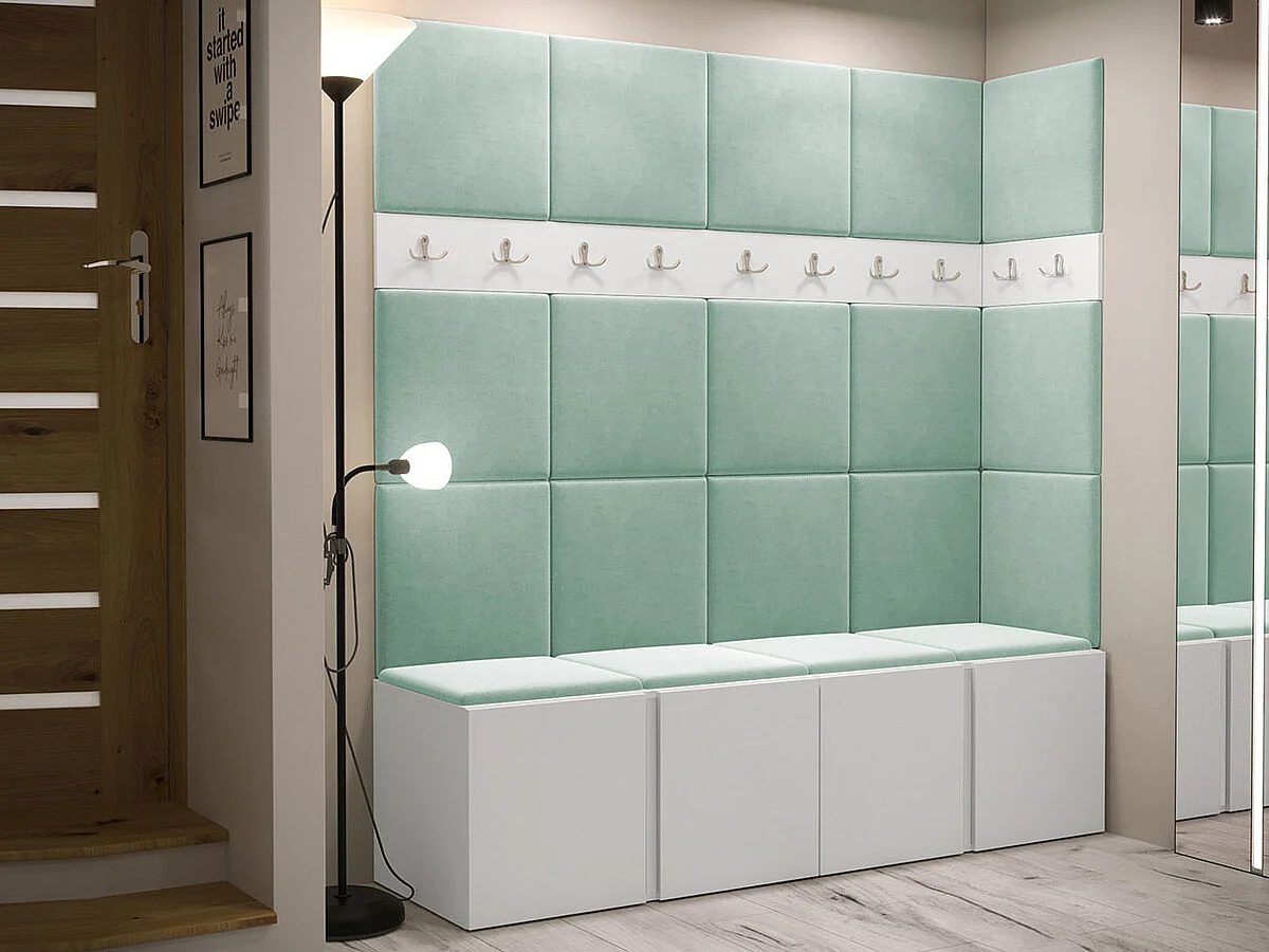 Meuble d'entrée Hartford 265, 186x168x46cm, Blanc, Tapisserie|Stratifié