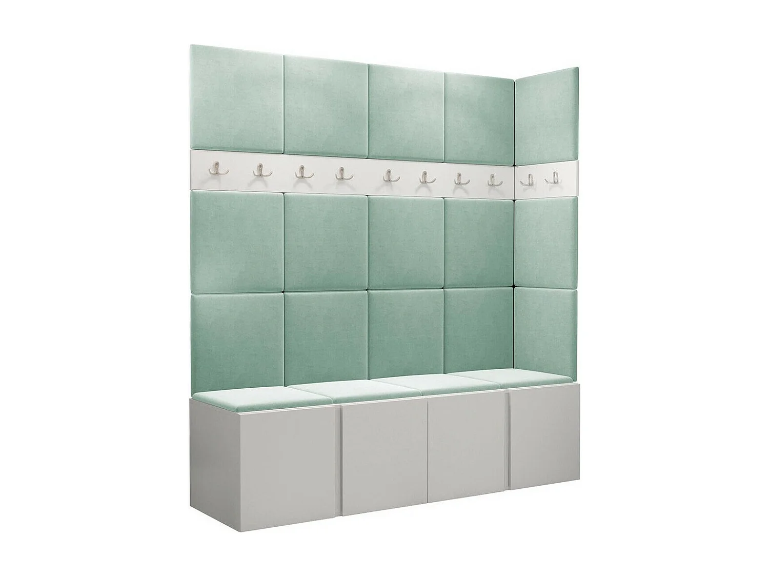 Meuble d'entrée Hartford 265, 186x168x46cm, Blanc, Tapisserie|Stratifié