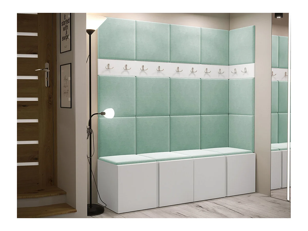 Meuble d'entrée Hartford 265, 186x168x46cm, Blanc, Tapisserie|Stratifié