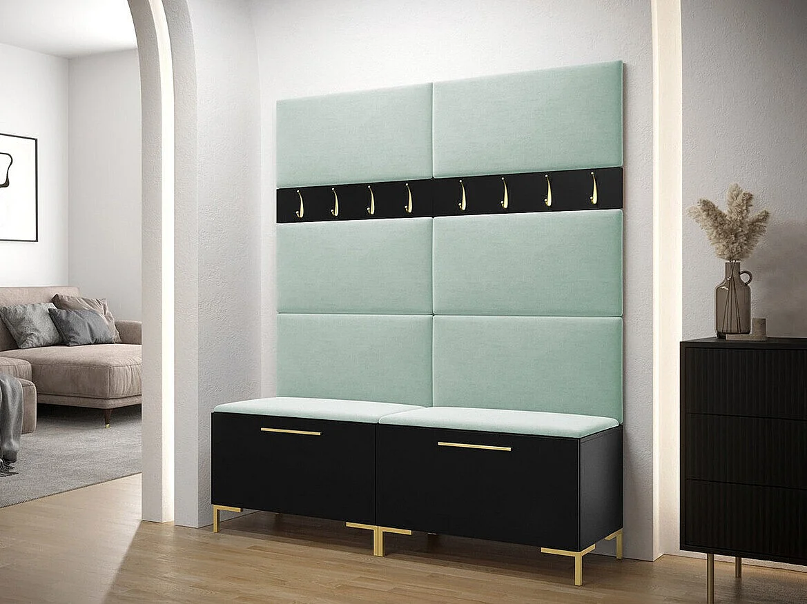 Conjunto pasillo Hartford F101, 196x168x46cm, Negro, Tapiz|Aglomerado laminado