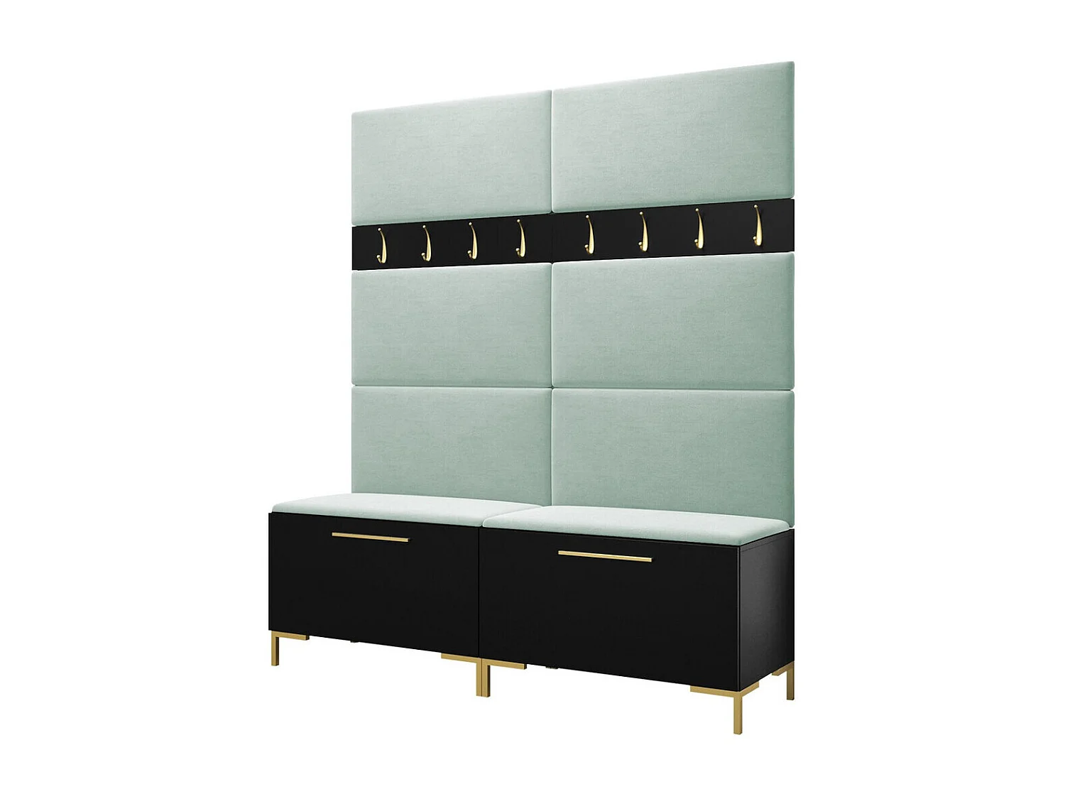 Conjunto pasillo Hartford F101, 196x168x46cm, Negro, Tapiz|Aglomerado laminado