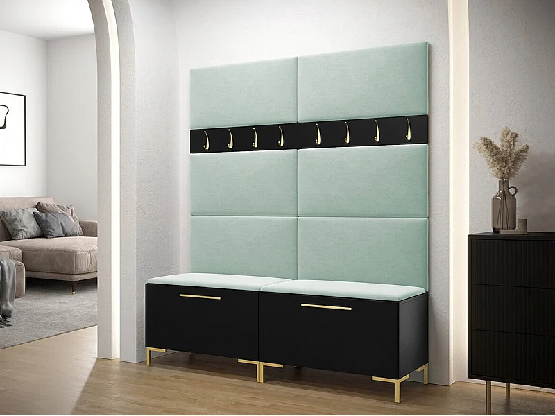 Conjunto pasillo Hartford F101, 196x168x46cm, Negro, Tapiz|Aglomerado laminado