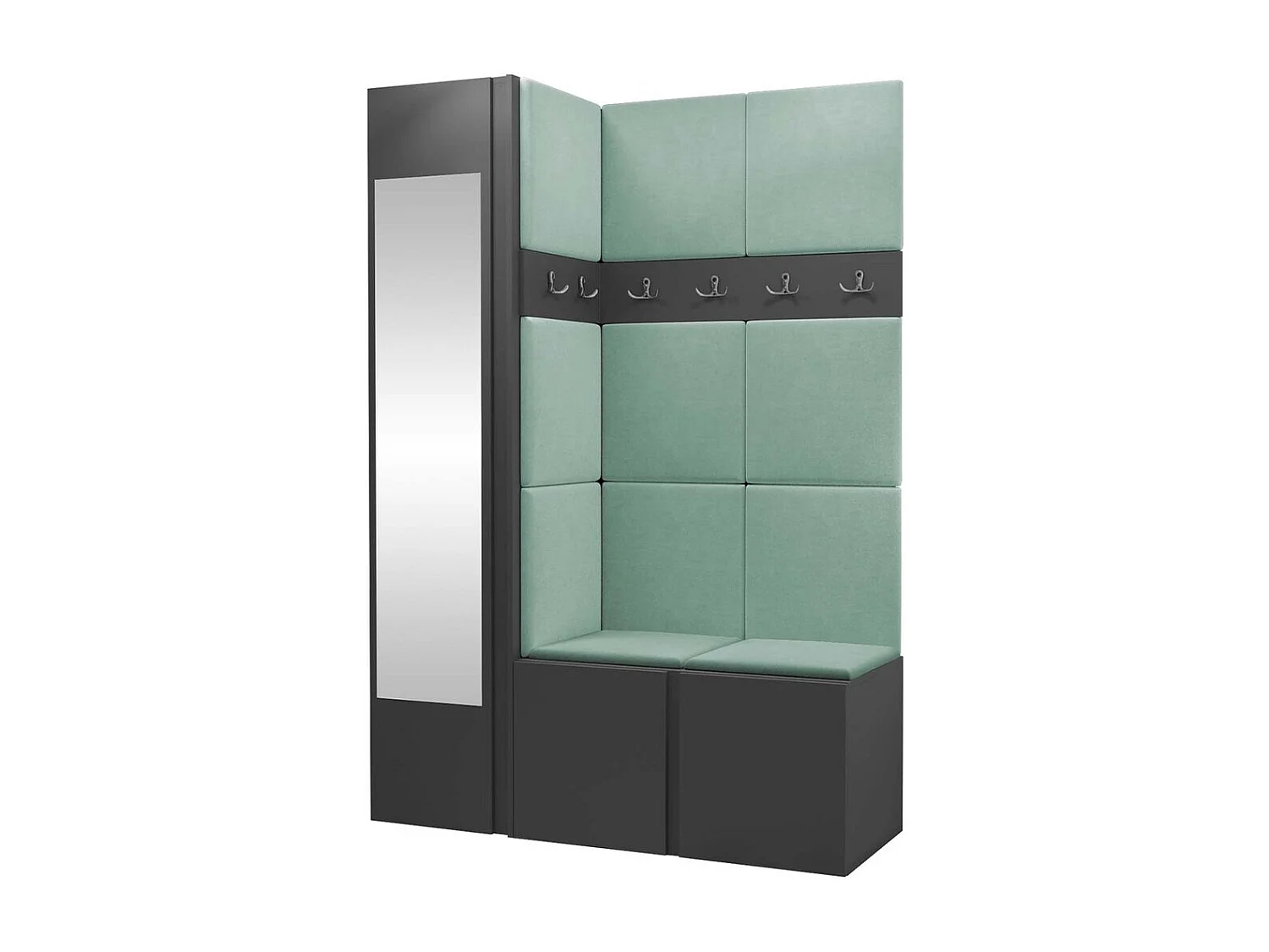 Conjunto pasillo Hartford 277, 186x124x46cm, Espejo, Grafito, Aglomerado laminado|Tapiz