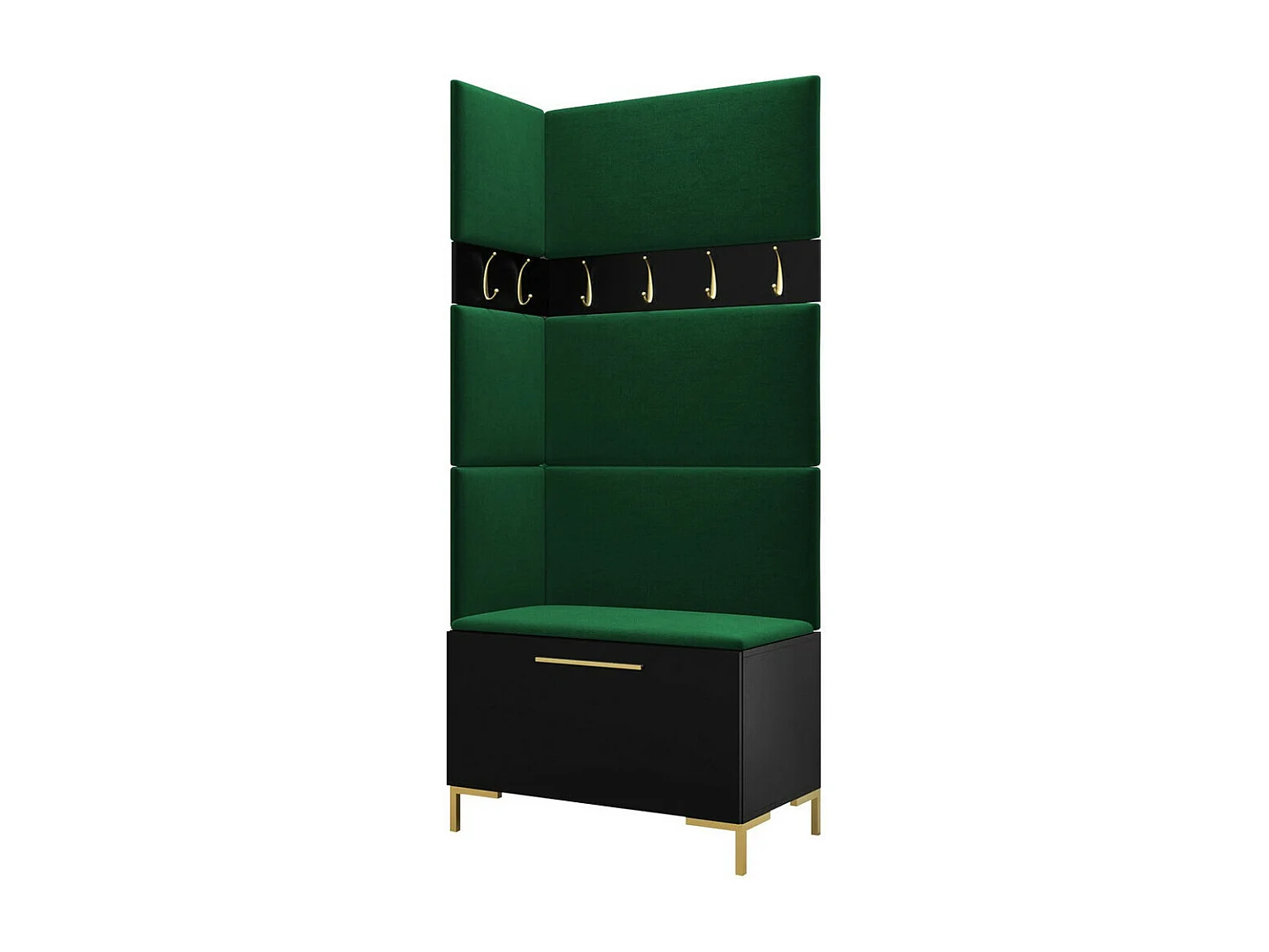 Conjunto pasillo Hartford F103, 196x84x46cm, Negro, Tapiz|Aglomerado laminado