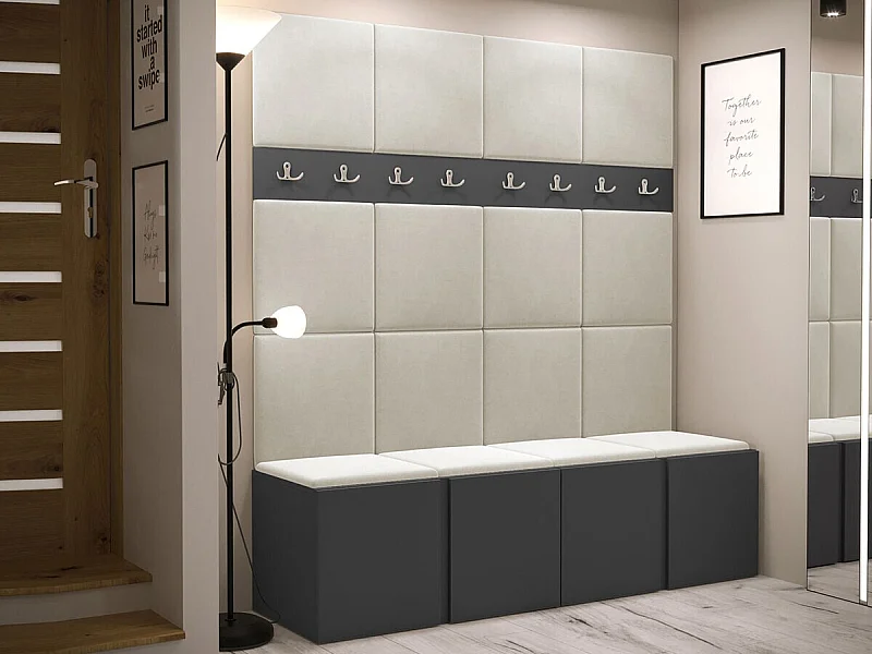 Meuble d'entrée Hartford 268, 186x168x46cm, Graphite, Stratifié|Tapisserie