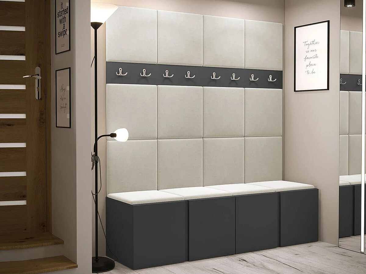 Conjunto pasillo Hartford 268, 186x168x46cm, Grafito, Aglomerado laminado|Tapiz