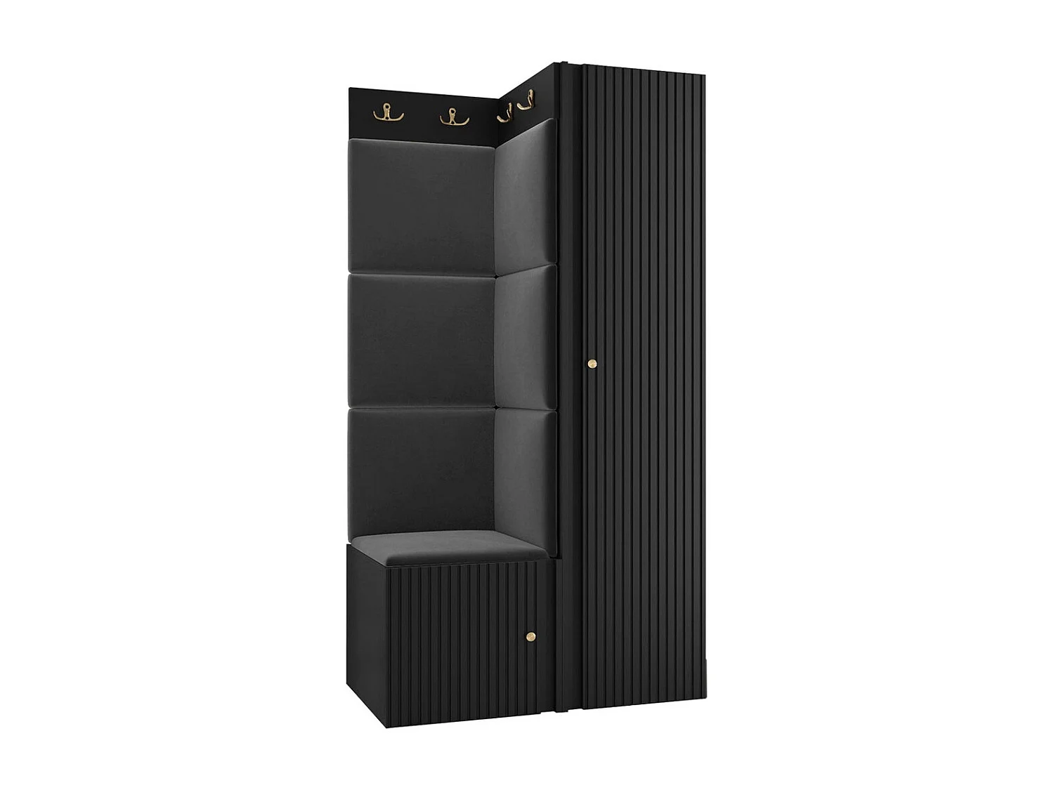 Conjunto pasillo Hartford 390, 186x82x46cm, Negro, MDF|Aglomerado laminado|Tapiz