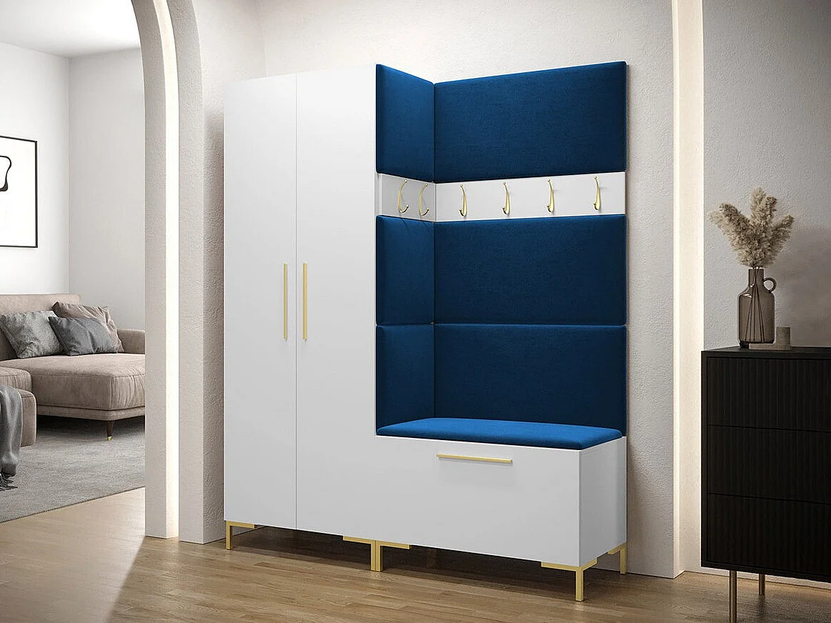 Conjunto pasillo Hartford F100, 196x158x44cm, Blanco, Tapiz|Aglomerado laminado