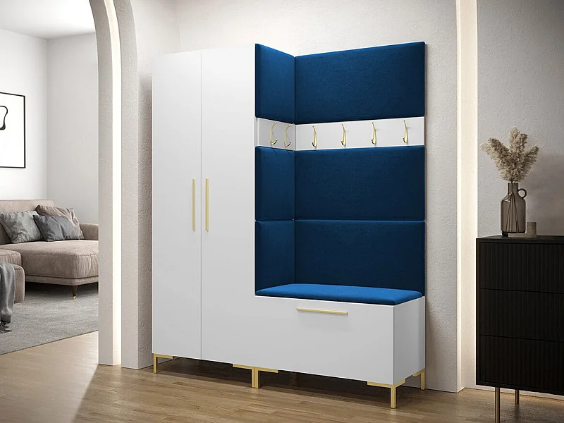 Conjunto pasillo Hartford F100, 196x158x44cm, Blanco, Tapiz|Aglomerado laminado