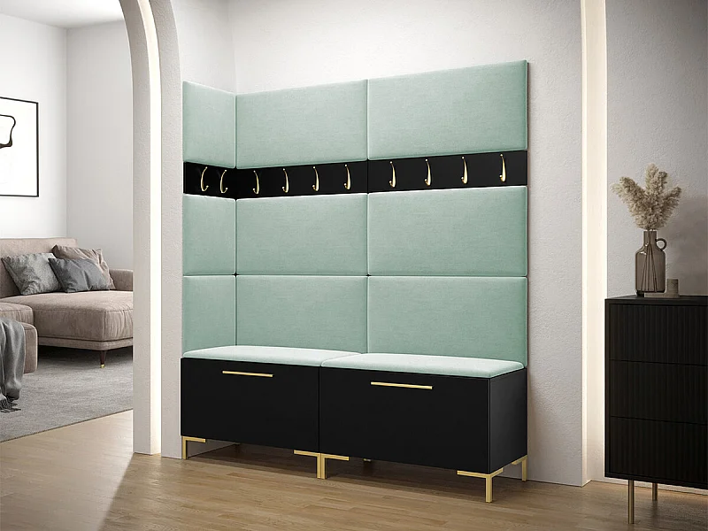 Conjunto pasillo Hartford F104, 196x168x46cm, Negro, Tapiz|Aglomerado laminado