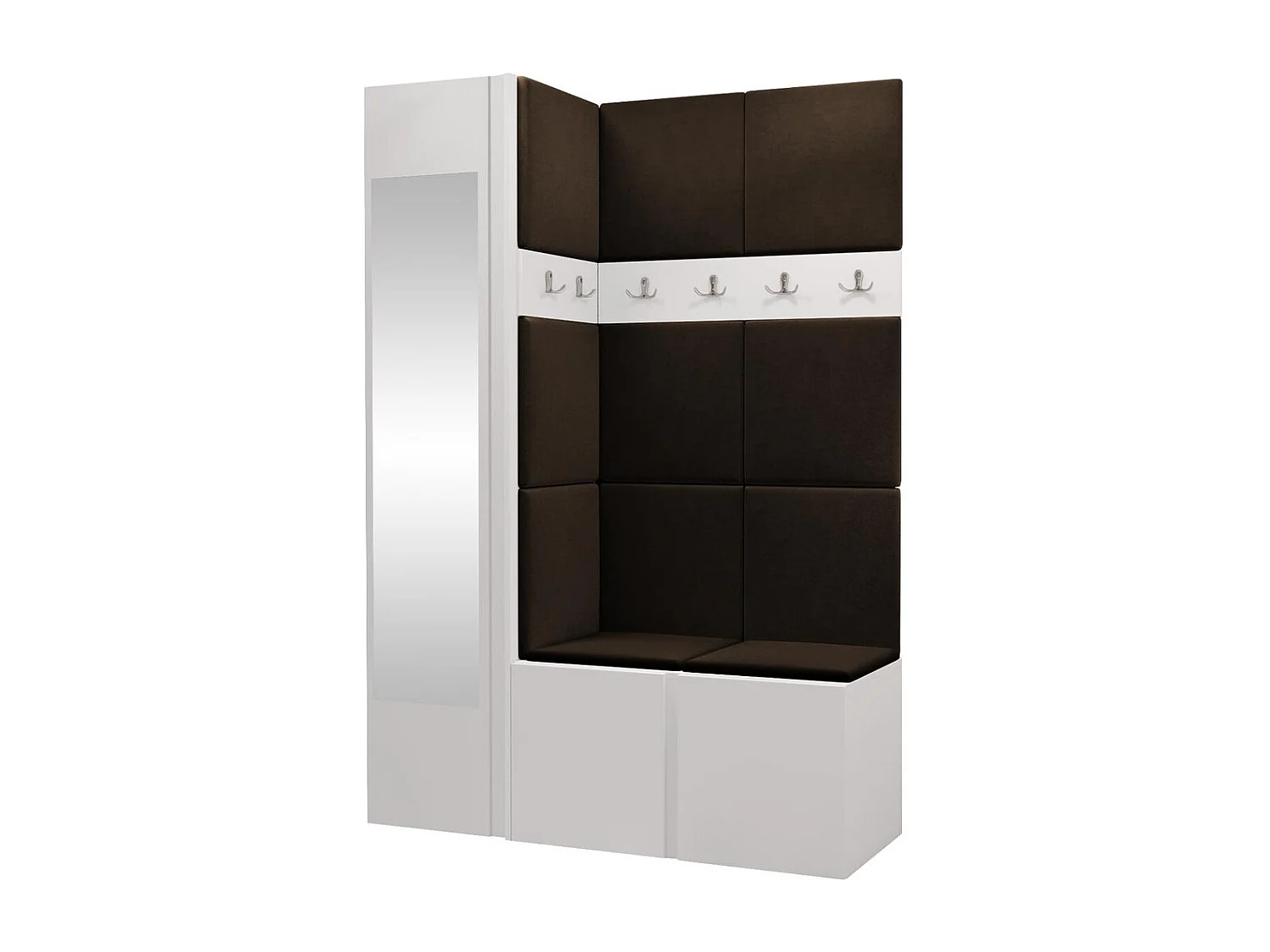 Meuble d'entrée Hartford 277, 186x124x46cm, Disponible, Blanc|Marron, Tissu|Stratifié