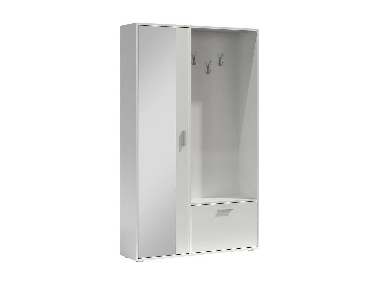 Meuble d'entrée Stanton 109, 196x120x33cm, Miroir, Blanc, Stratifié, À poser