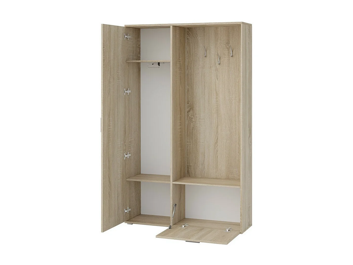 Meuble d'entrée Stanton 109, 196x120x33cm, Miroir, Blanc, Stratifié, À poser