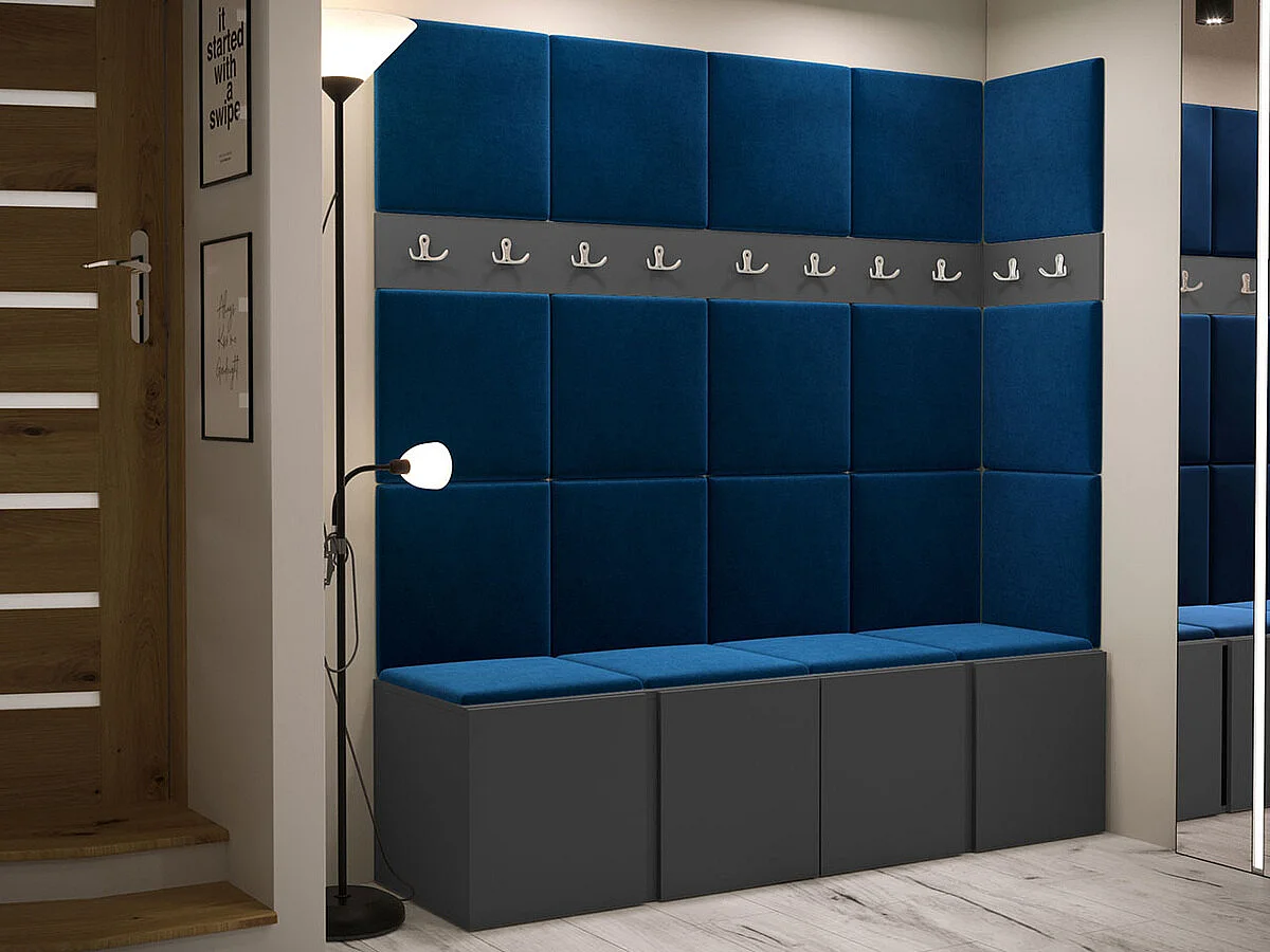 Conjunto pasillo Hartford 265, 186x168x46cm, Grafito, Aglomerado laminado|Tapiz