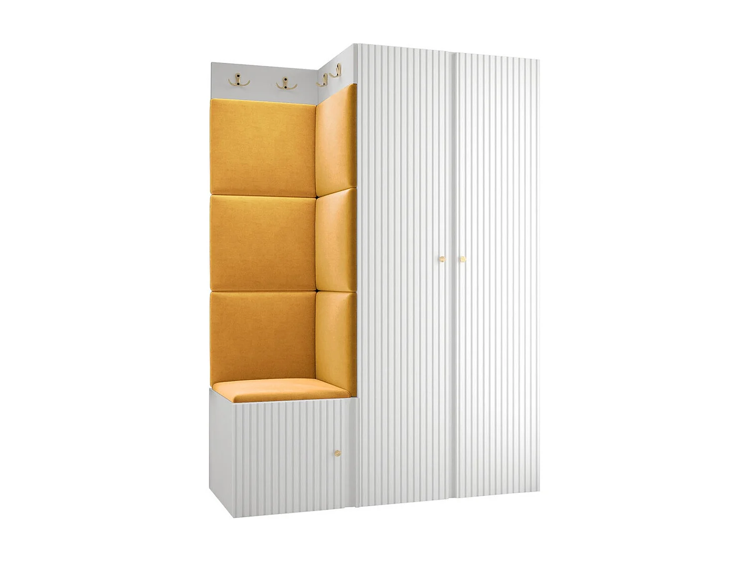 Conjunto pasillo Hartford 387, 186x116x46cm, Amarillo|Blanco