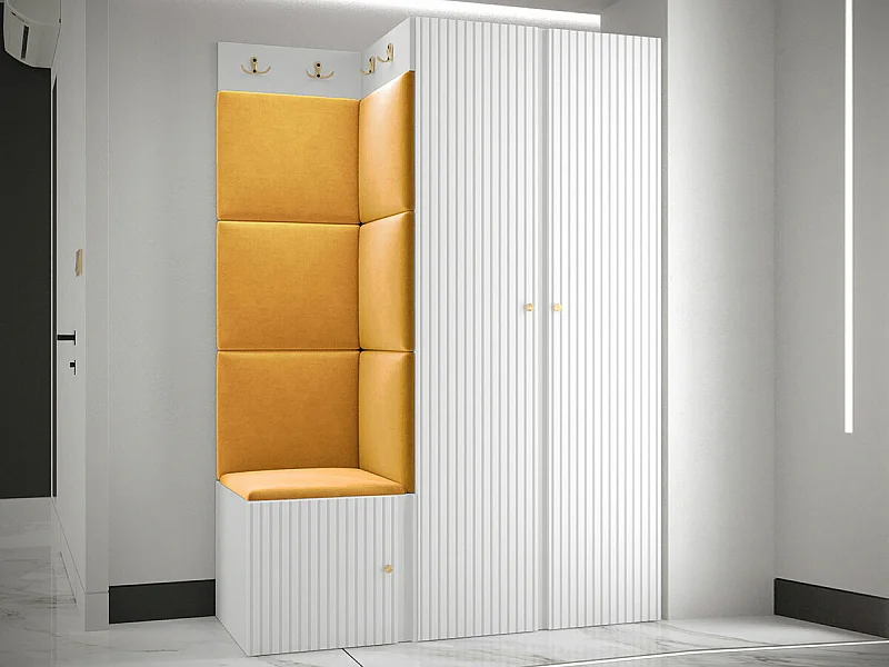 Conjunto pasillo Hartford 387, 186x116x46cm, Amarillo|Blanco