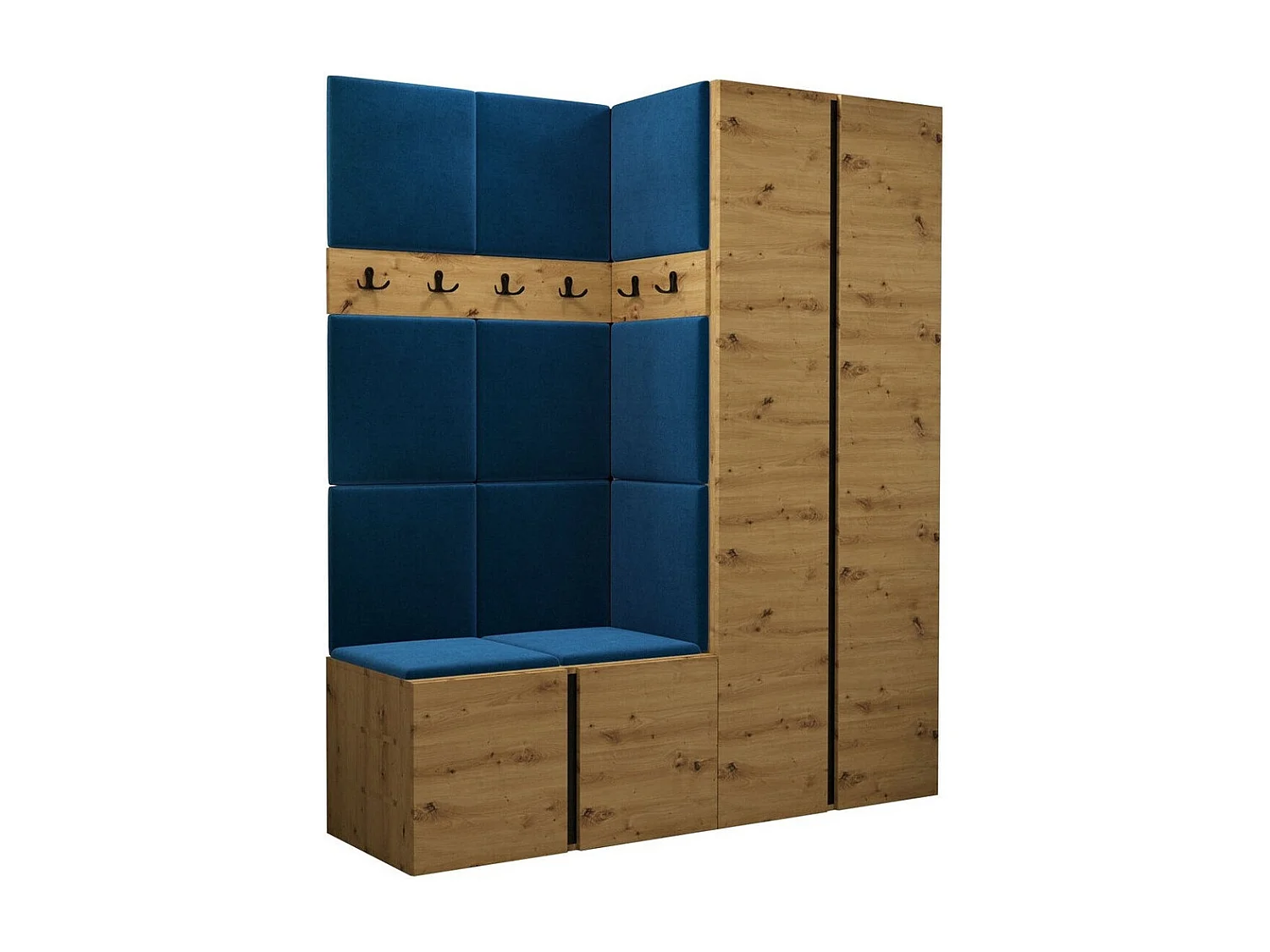 Set mobili da ingresso Hartford 266, 186x158x46cm, Rovere Artisan